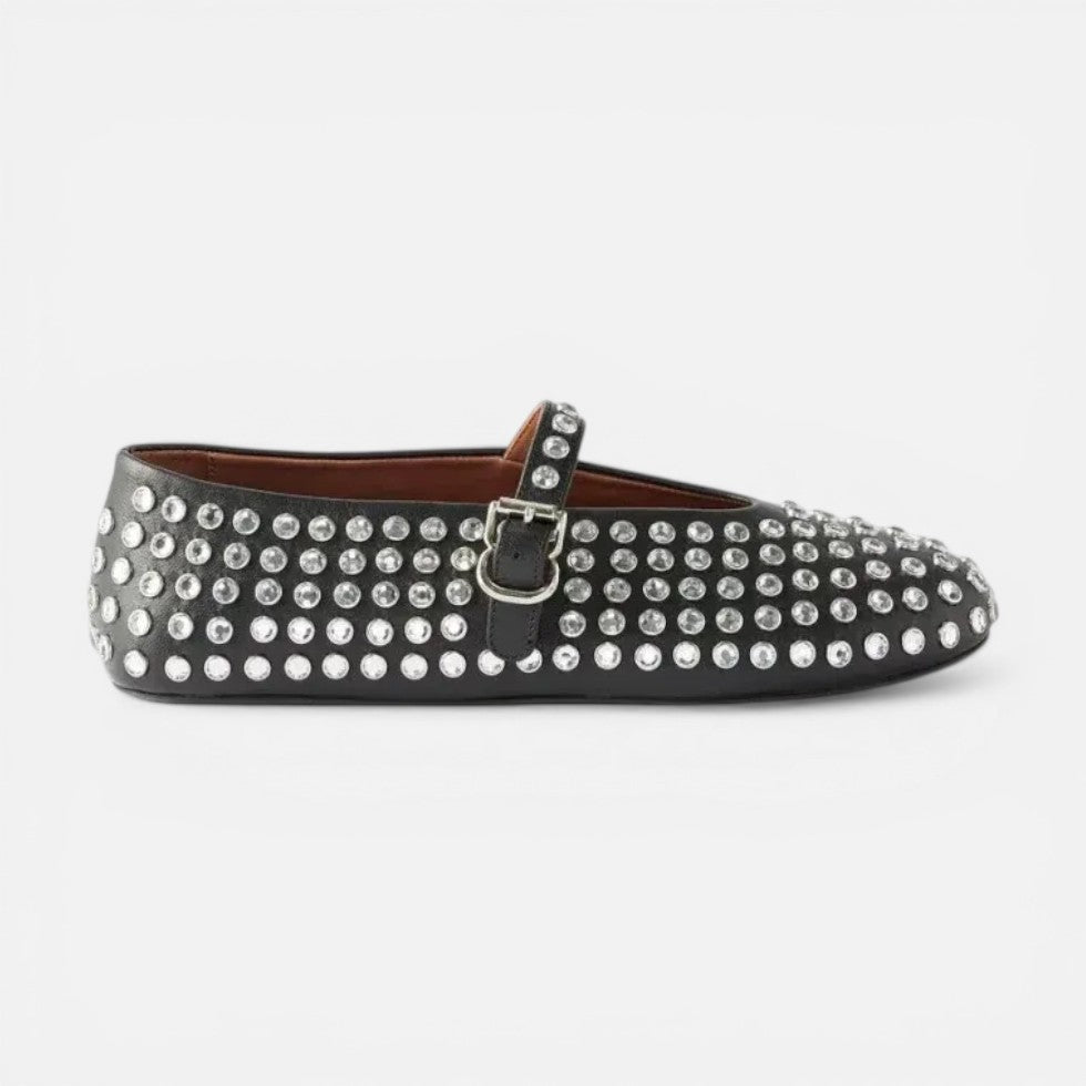 Ballerina Schuhe mit Nieten und Riemchen