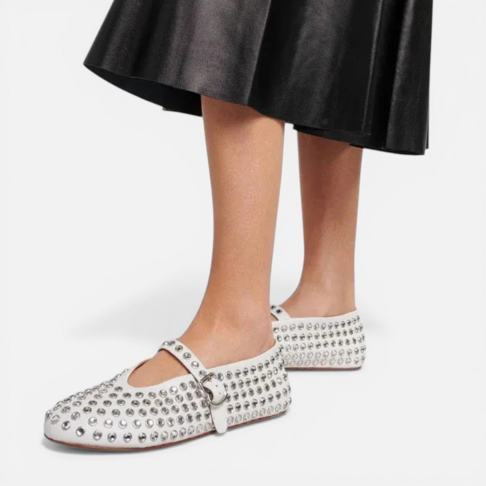 Ballerina Schuhe mit Nieten und Riemchen