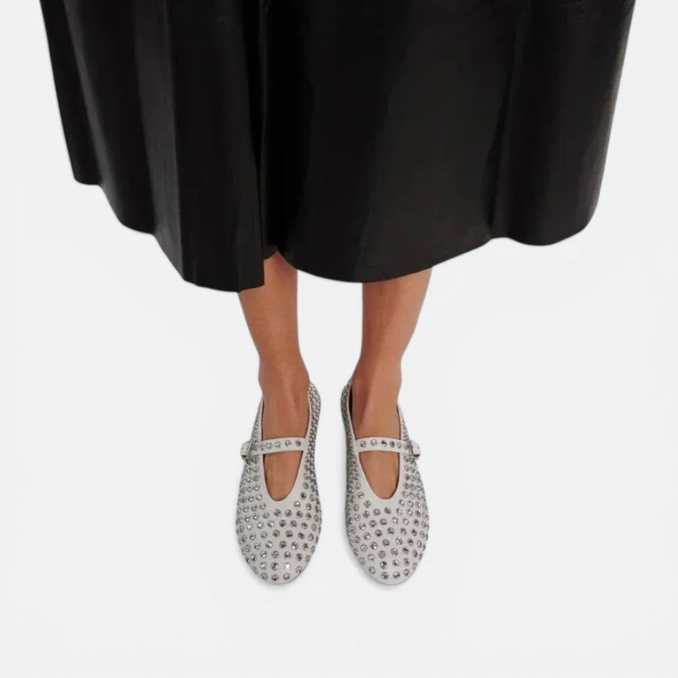 Ballerina Schuhe mit Nieten und Riemchen