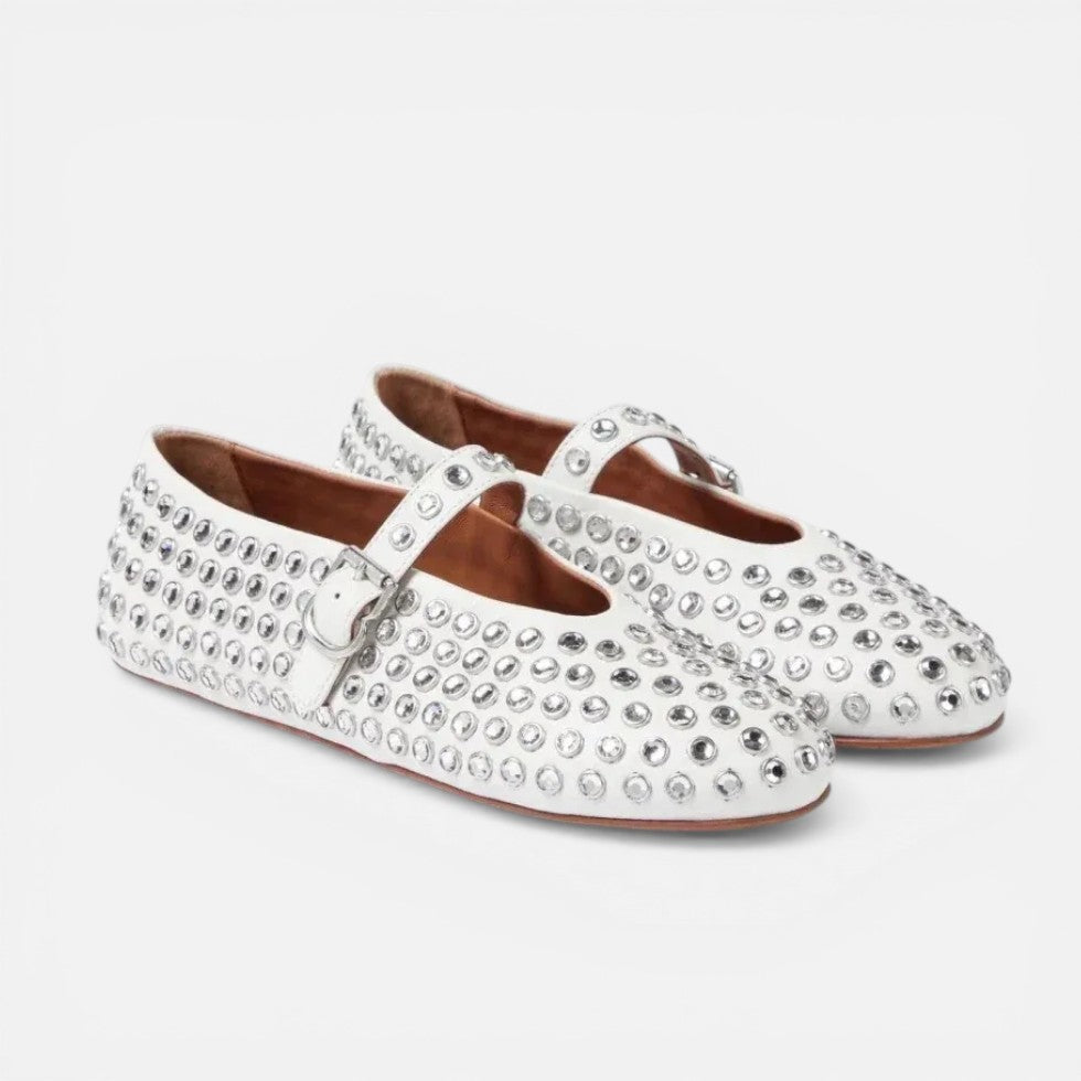 Ballerina Schuhe mit Nieten und Riemchen