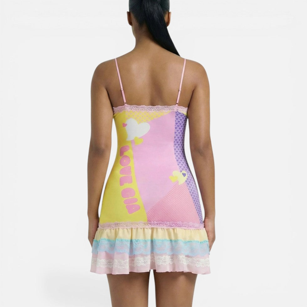 Yvonne | Damen Minikleid Print Spaghettiträger – Bedrucktes Mini Kleid Sommer 2026