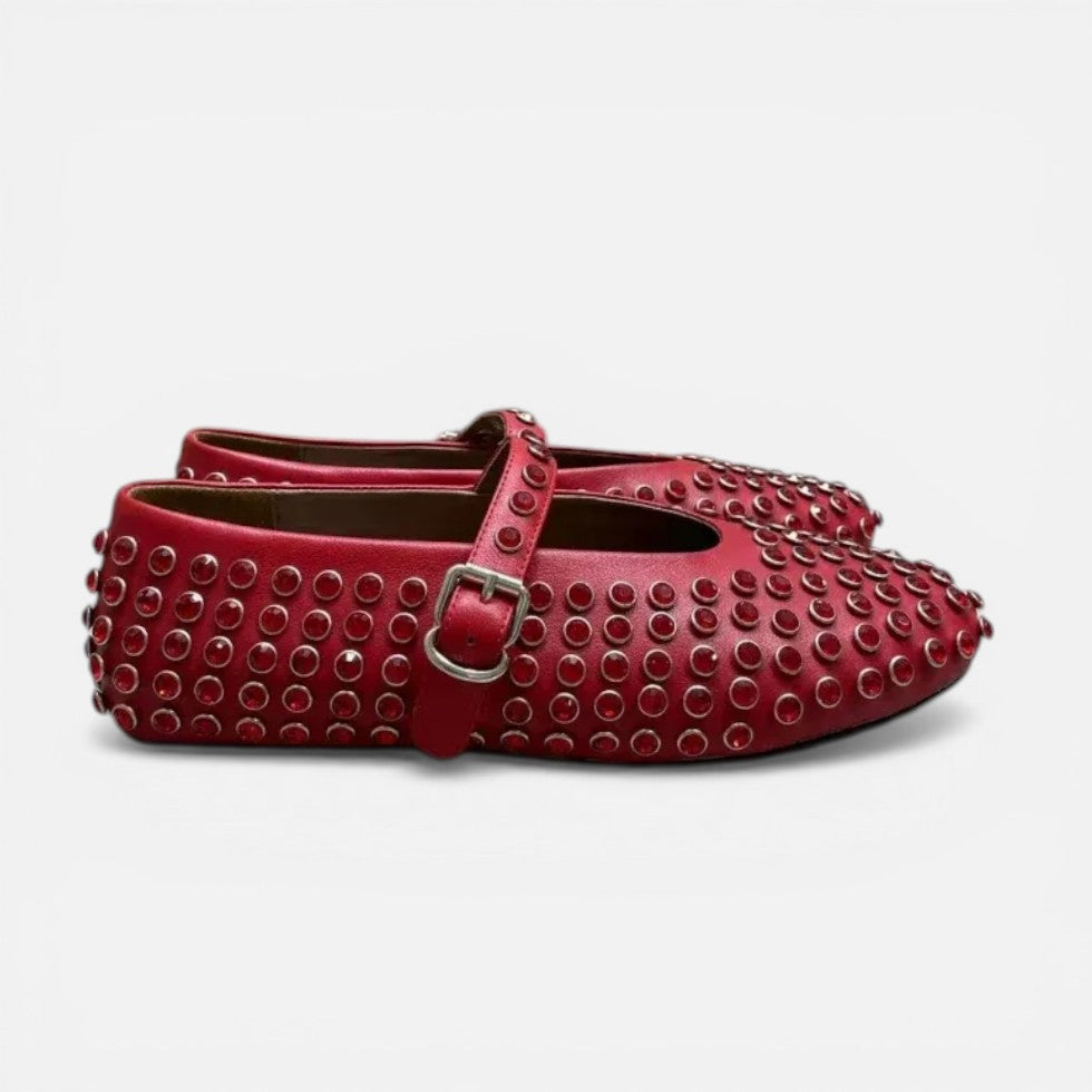 Ballerina Schuhe mit Nieten und Riemchen