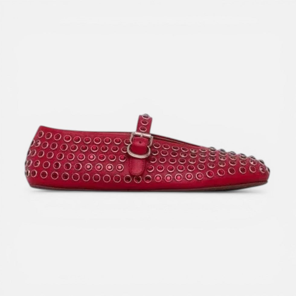 Ballerina Schuhe mit Nieten und Riemchen