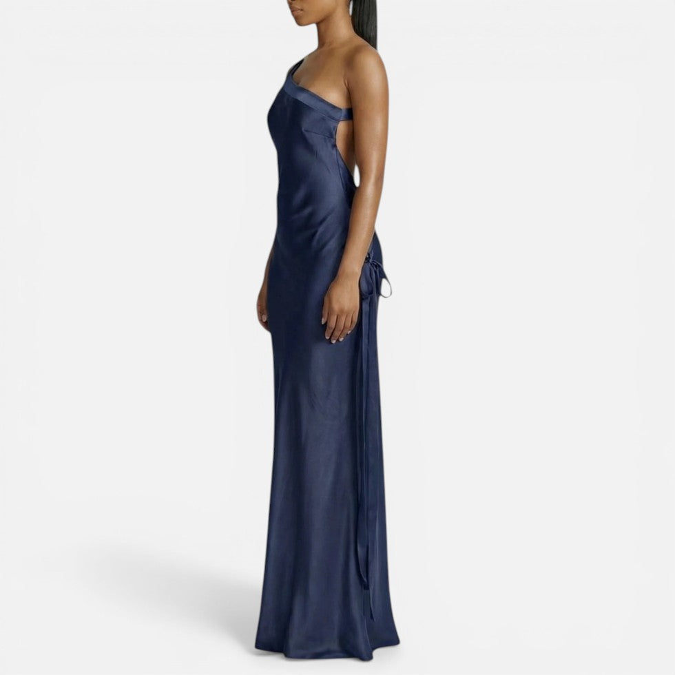Xenia | Damen One-Shoulder Maxikleid Rückenausschnitt – Schulterkleid Abend 2026