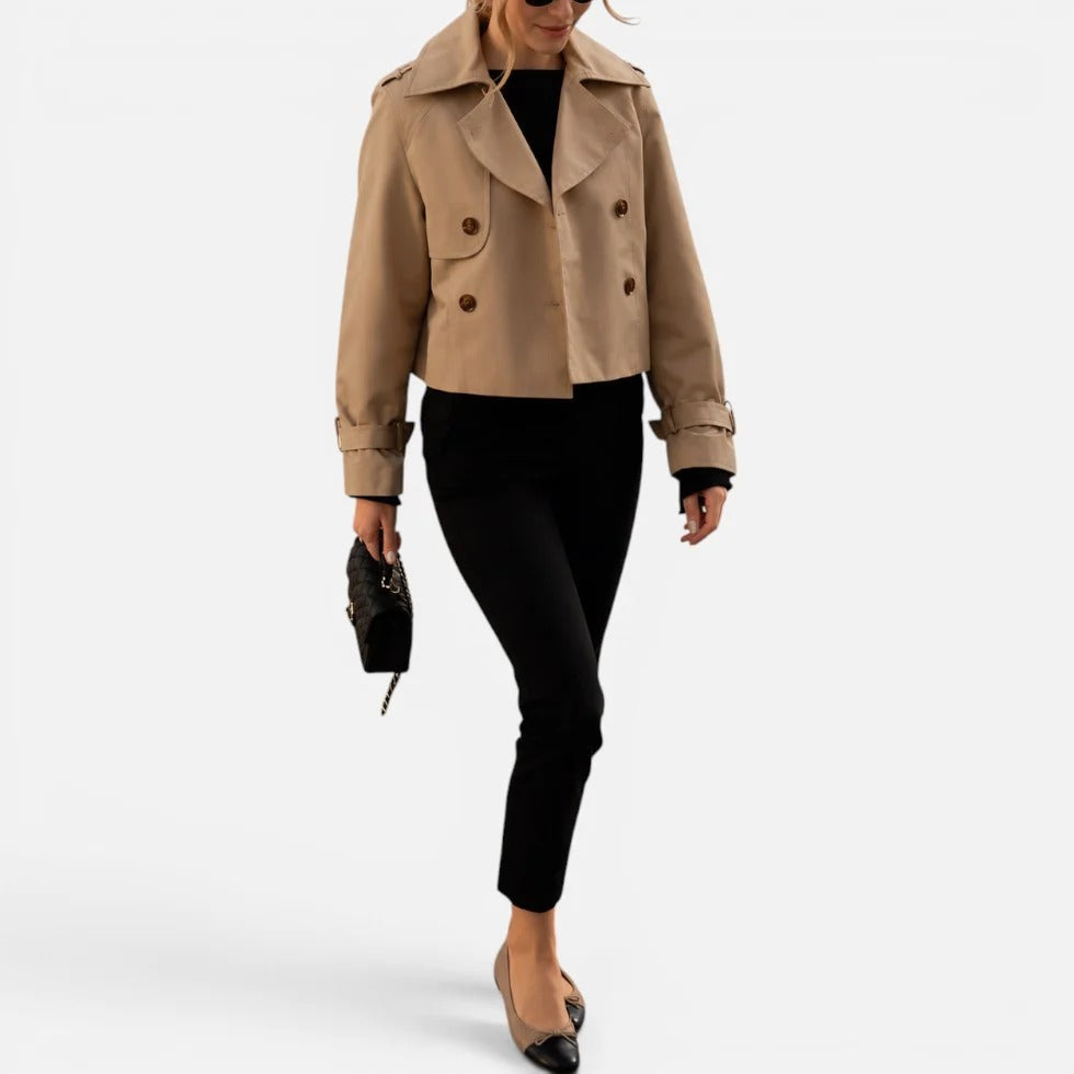 Kurze Trenchjacke mit Doppelknopfleiste