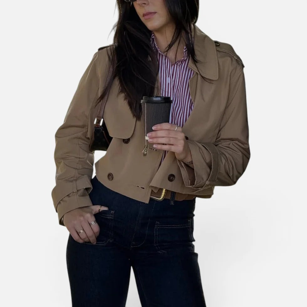 Kurze Trenchjacke mit Doppelknopfleiste