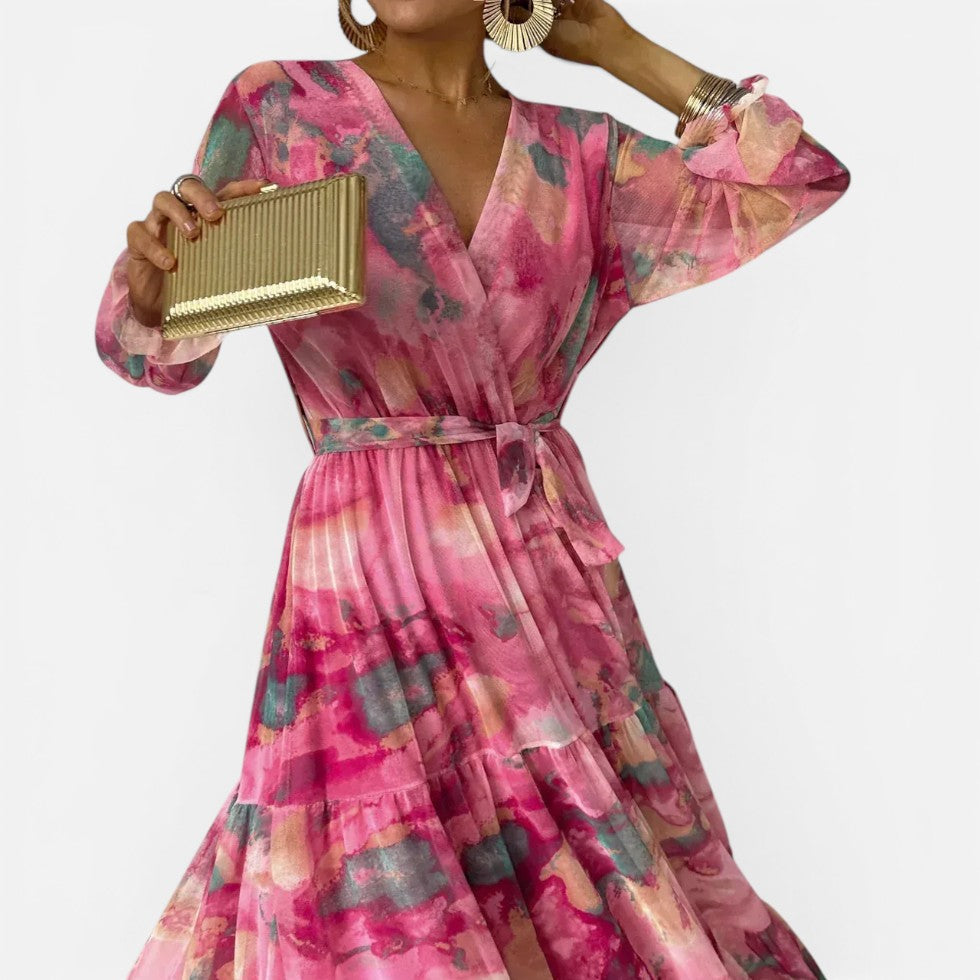 Damen Maxikleid mit V Ausschnitt