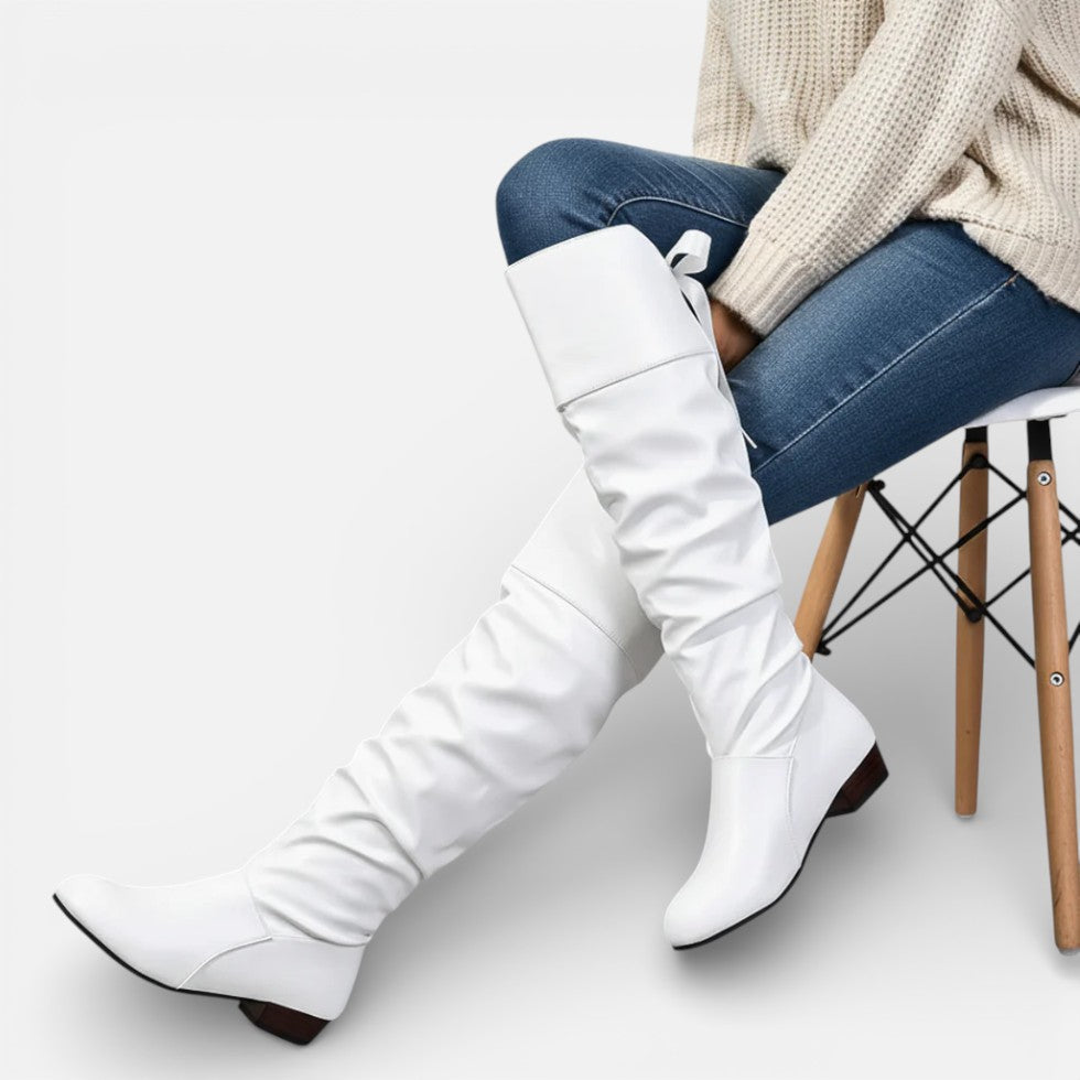 Damen Overknee Stiefel mit Blockabsatz