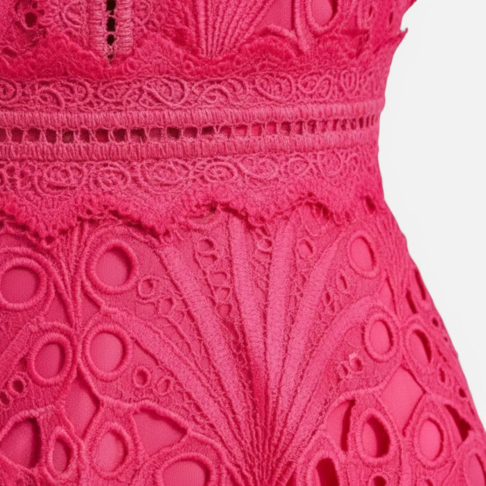 Sabrina | Damen Midikleid Lochstickerei – Besticktes Sommerkleid Midi Kurzarm 2026