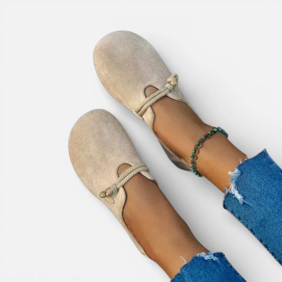 Orthopädische Leichte Damen Stoff Slipper mit Kordelverschluss