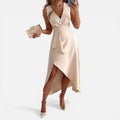 Damen Midikleid mit V Ausschnitt und Wickeloptik