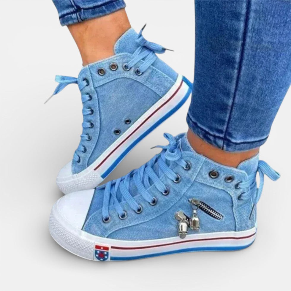 Damen High Top Sneaker mit Reißverschluss