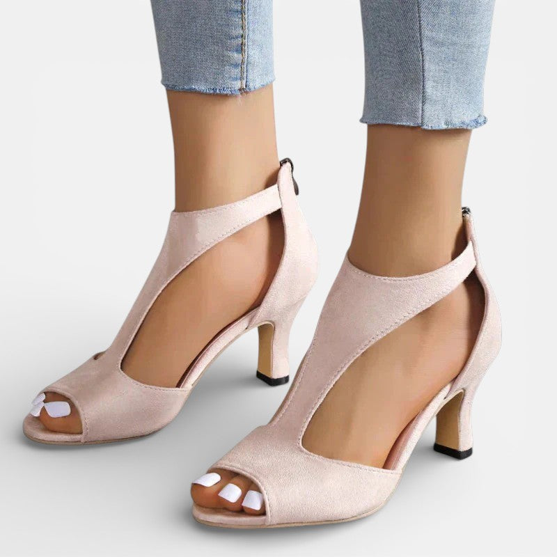 Orthopädische Damen Sandalen mit Absatz und offener Spitze