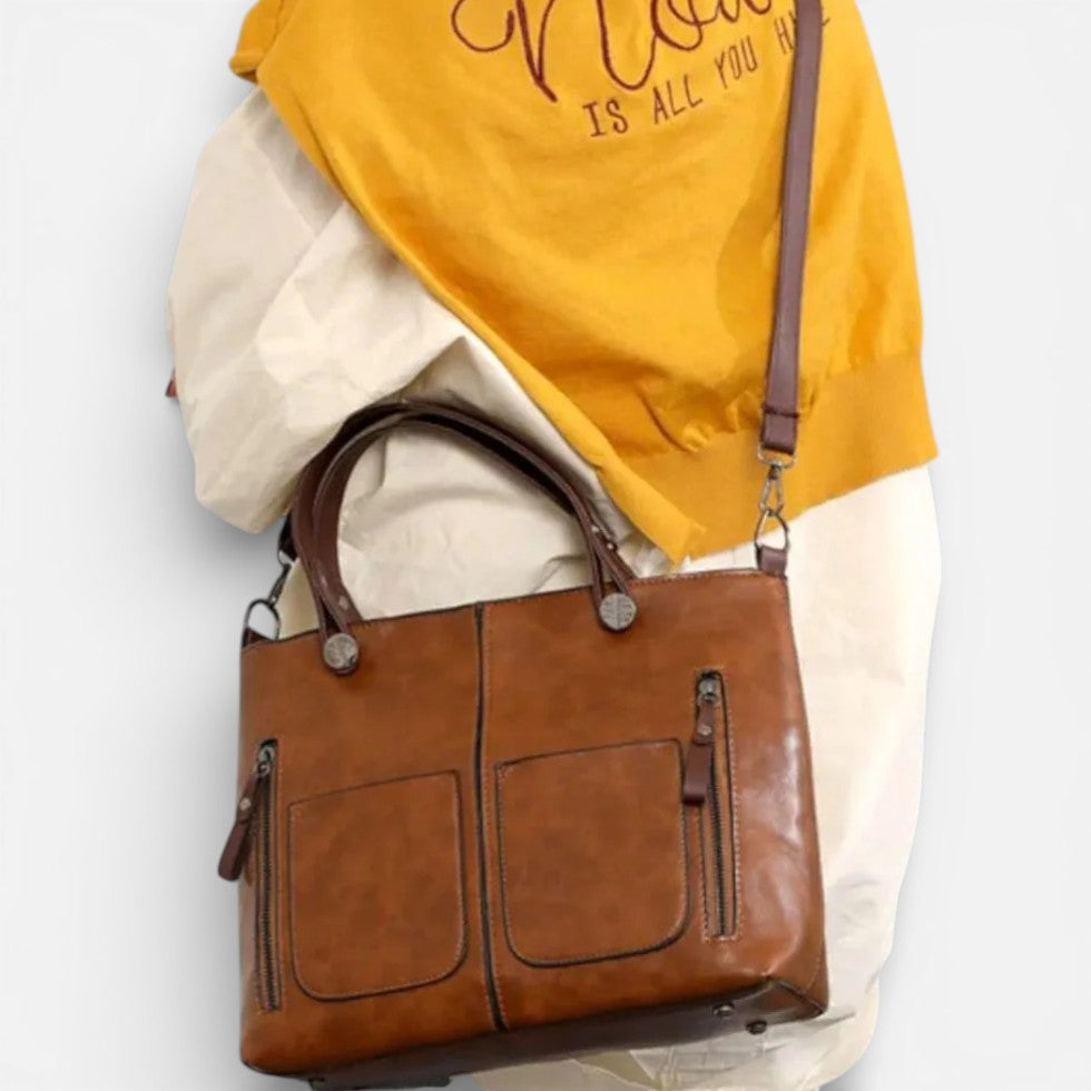 Damen Handtasche mit Schulterriemen und mehreren Außenfächern