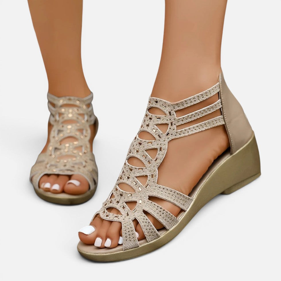 Orthopädische Sandalen Keilabsatz Offene Zehen Cut Out Design