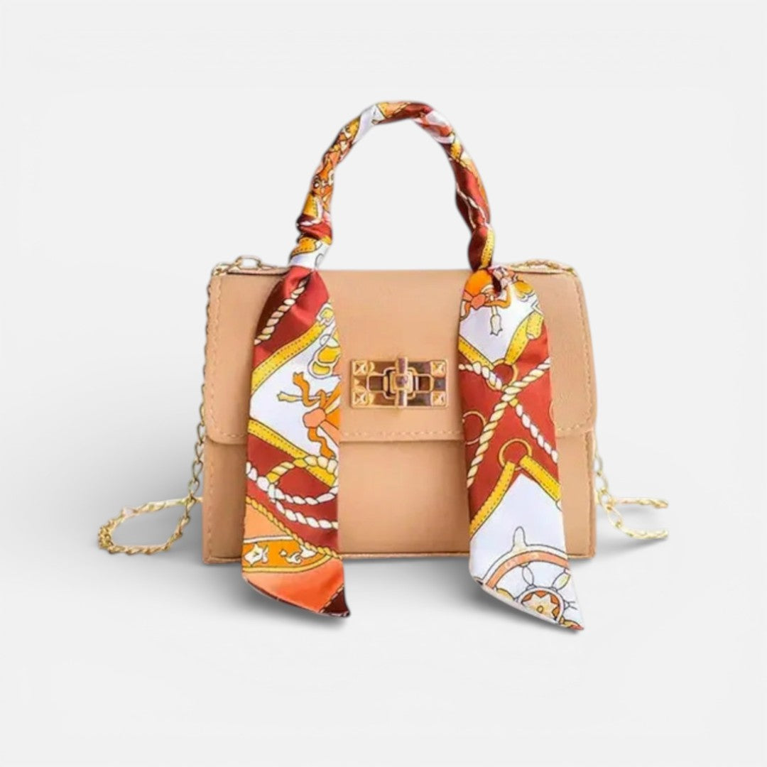Damen Schultertasche mit Tuchgriff und Kettenriemen