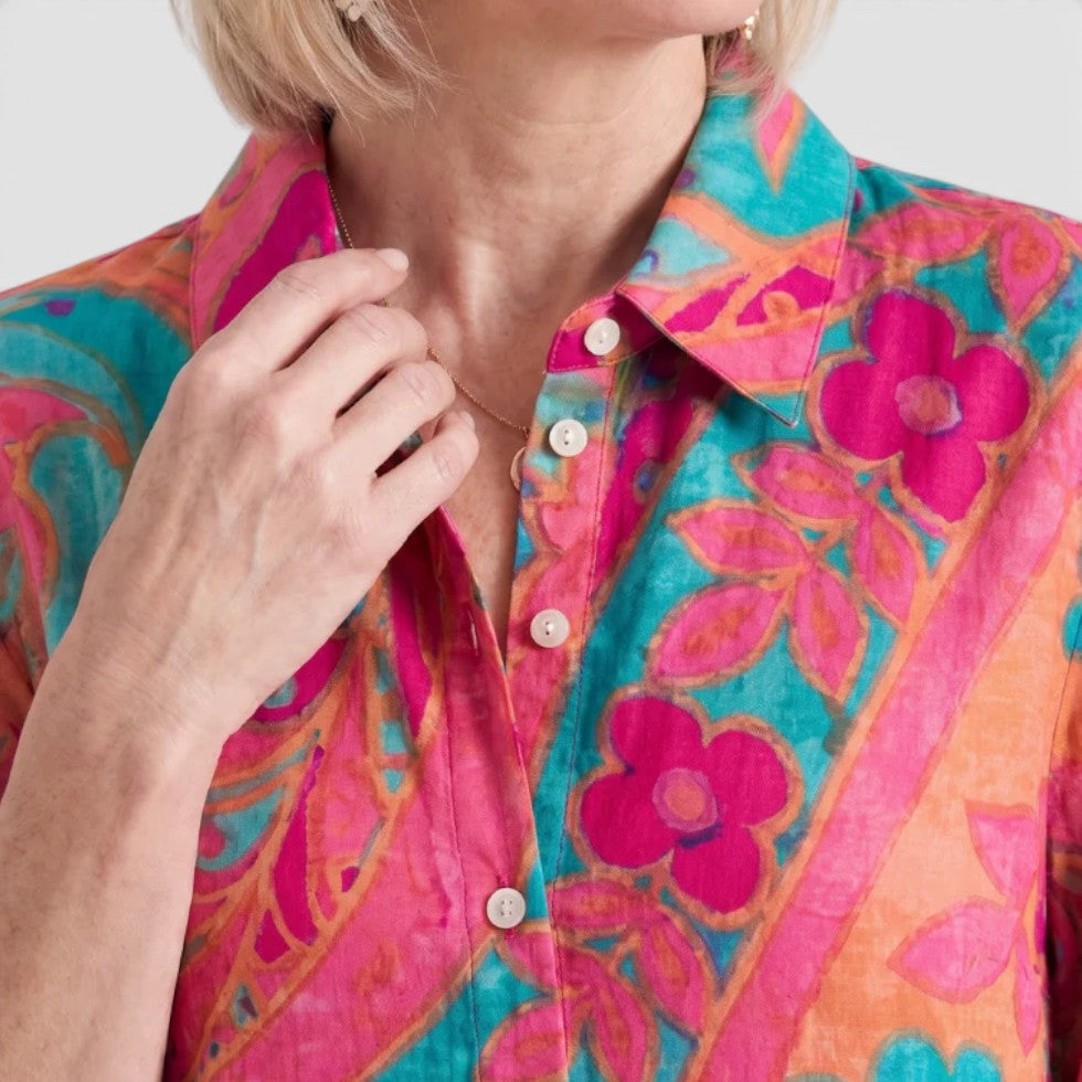 Maxikleid Hemdblusenkleid Langarm Blumenmuster Knopfleiste