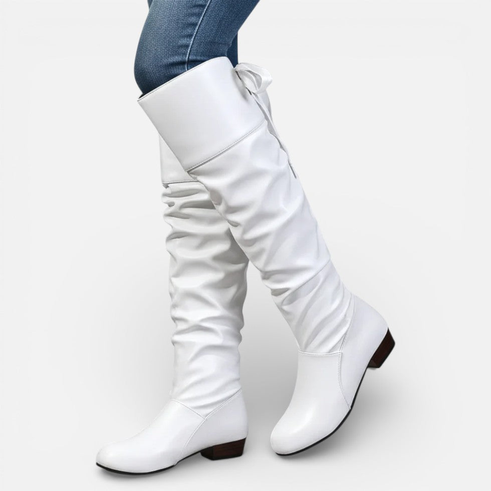 Damen Overknee Stiefel mit Blockabsatz