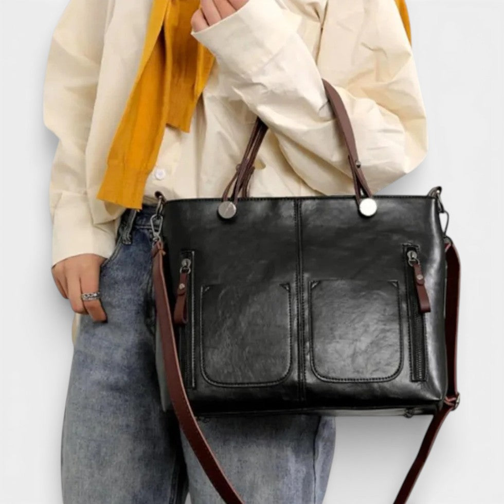 Damen Handtasche mit Schulterriemen und mehreren Außenfächern