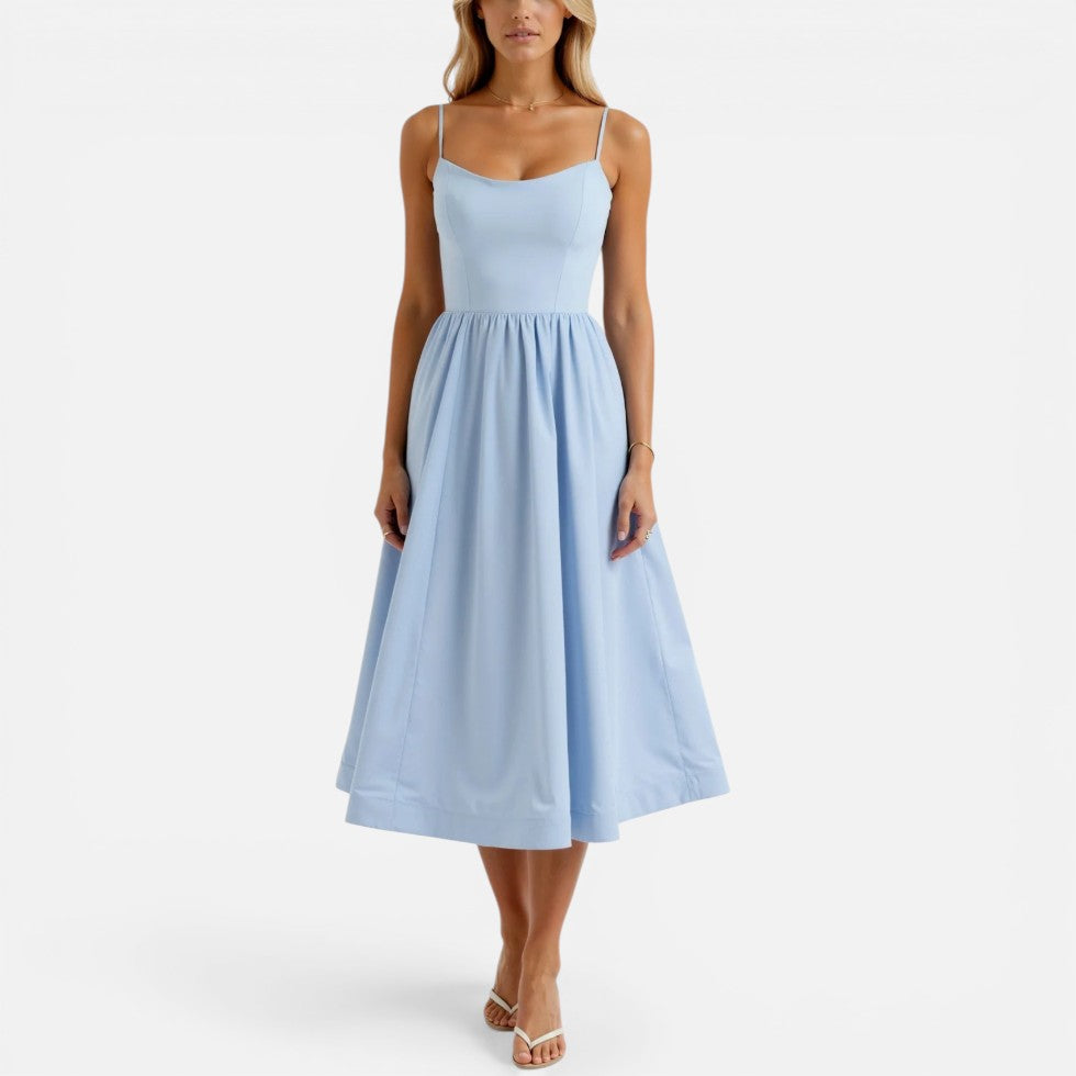 Nadine | Damen Midikleid Spaghettiträger – Trägerkleid Midi Leicht Sommer 2026