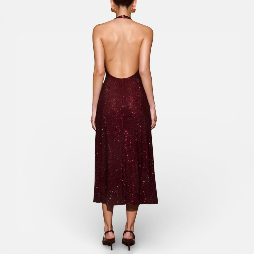 Midikleid mit tiefem Rückenausschnitt und Neckholder