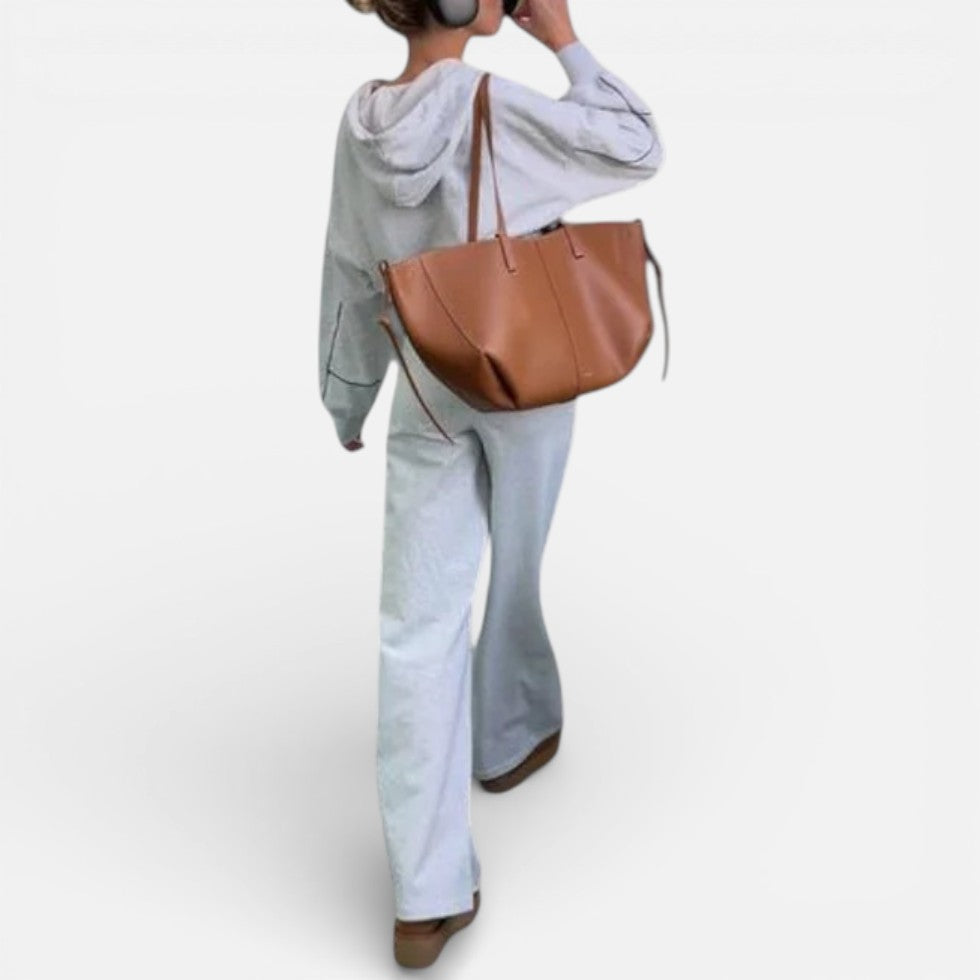 Damen Shopper Tasche mit breiter Form und Schultergriffen