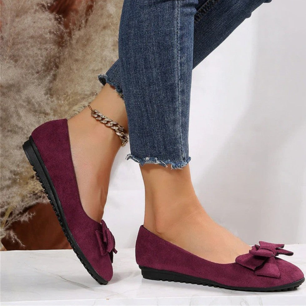 Damen Ballerinas mit Schleifendetail und flacher Sohle