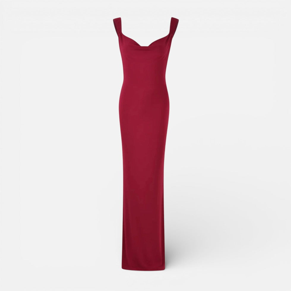 Langes Abendkleid mit Herzausschnitt und Schleife