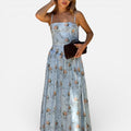 Langes Trägerkleid mit Blumenmuster