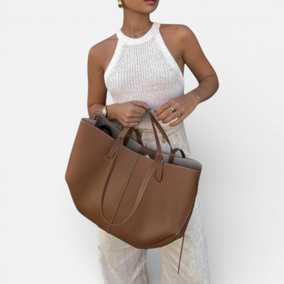 Damen Shopper Tasche mit breiter Form und Schultergriffen