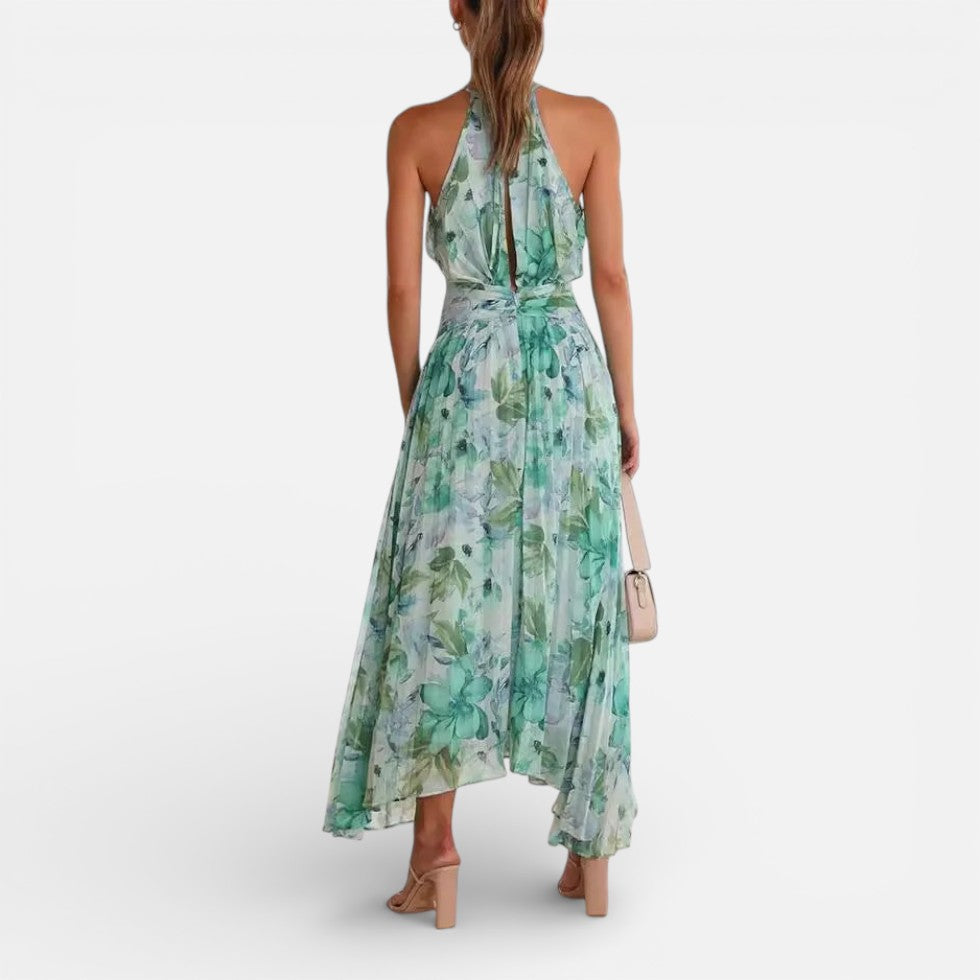 Damen Midikleid mit Neckholder und floralem Muster