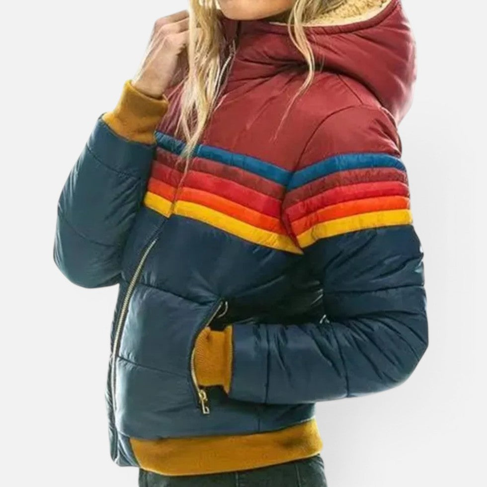 Steppjacke Reißverschluss Gesteppt Langarm Gestreift