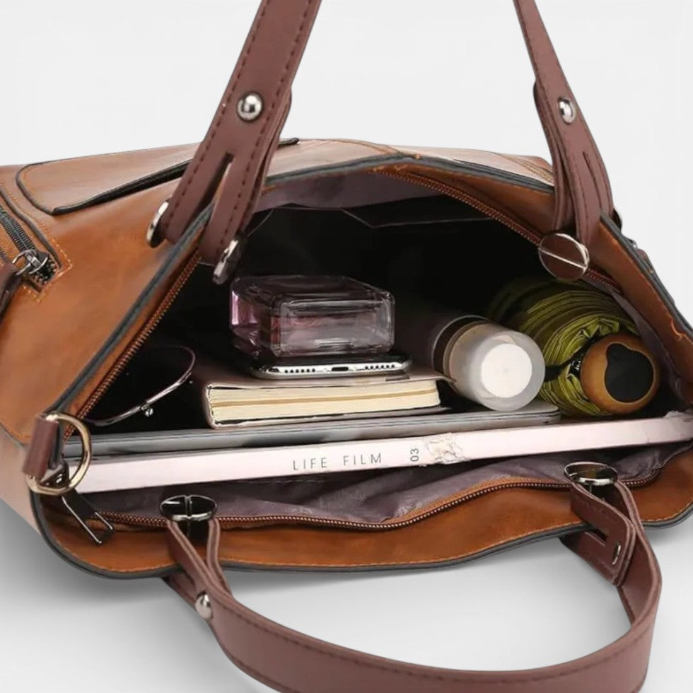 Damen Handtasche mit Schulterriemen und mehreren Außenfächern