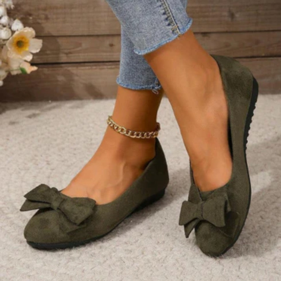 Damen Ballerinas mit Schleifendetail und flacher Sohle
