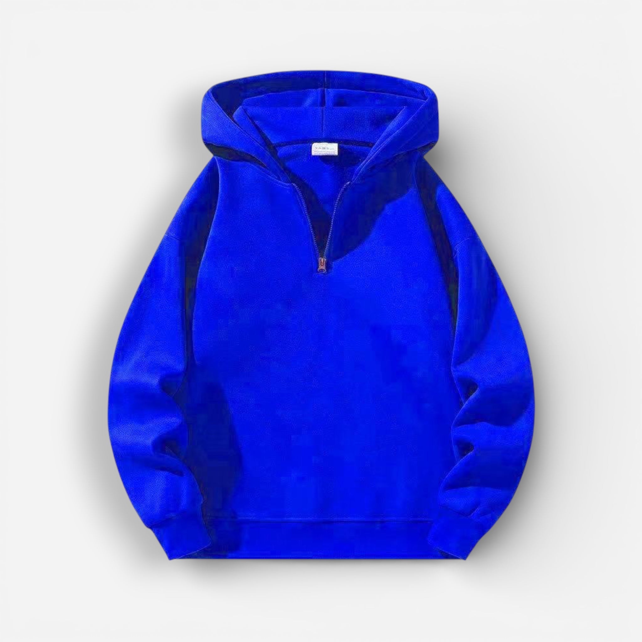 Langarm Fleece Pullover für Damen mit Kurzem Reißverschluss und Kapuze