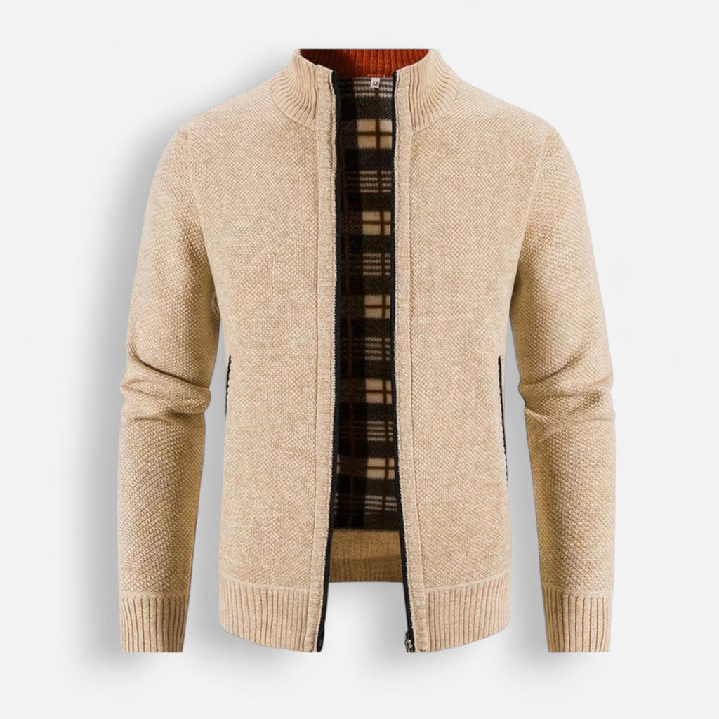 Herren Strickjacke mit Reißverschluss und Stehkragen