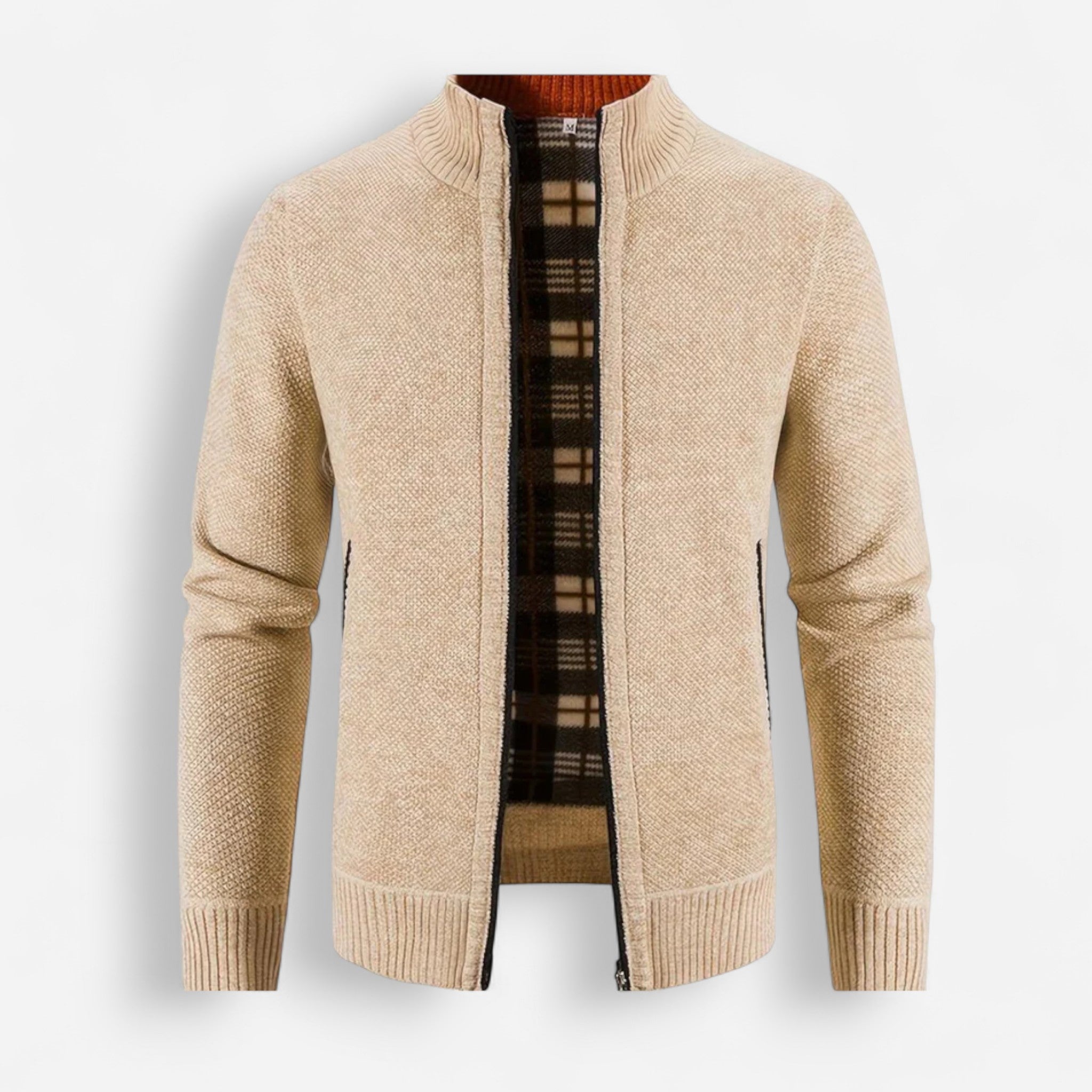Herren Strickjacke mit Reißverschluss und Stehkragen