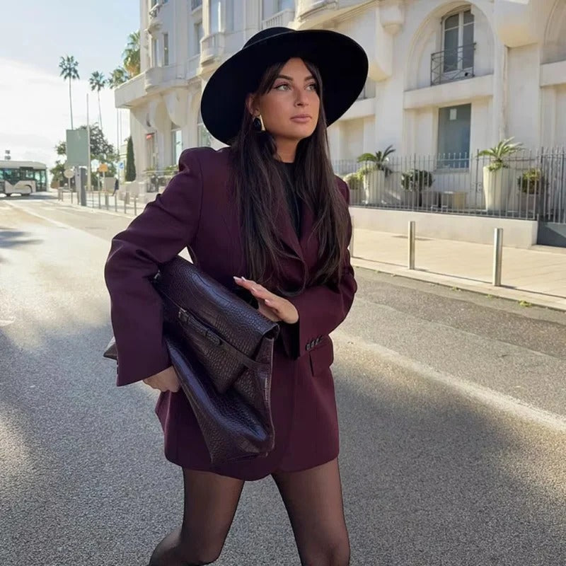 Damenblazer-Kleid, langärmelig, tailliert