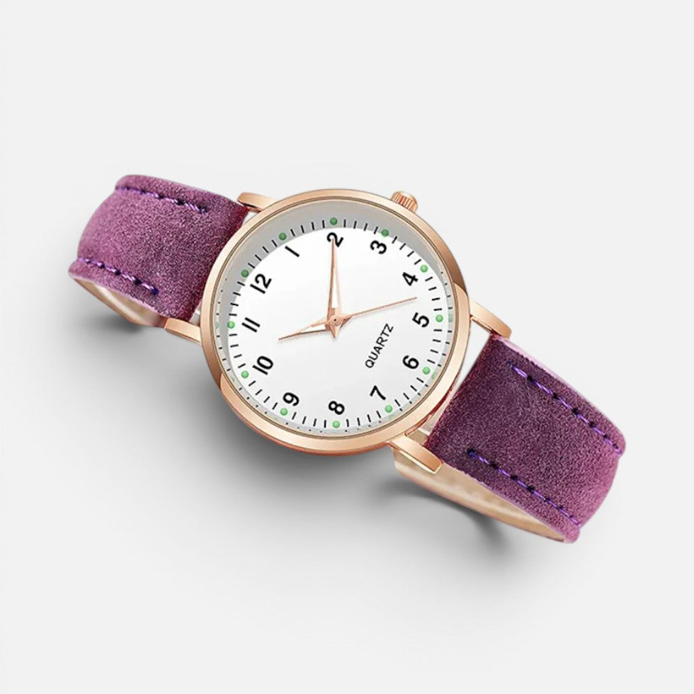 Quarz Armbanduhr mit Lederoptik Armband