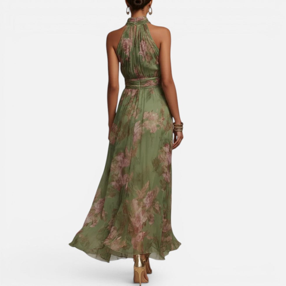 Damen Maxikleid mit floralem Muster und Neckholder