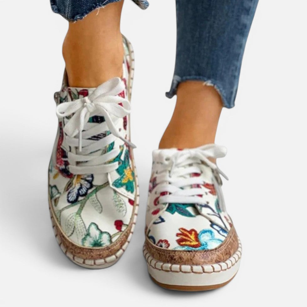 Sneaker mit Blumenmuster und Reißverschluss