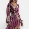 Damen Maxikleid Langarm V Ausschnitt Blumenmuster