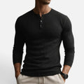 Slim Fit Rippstrick Langarmshirt mit Knopfleiste