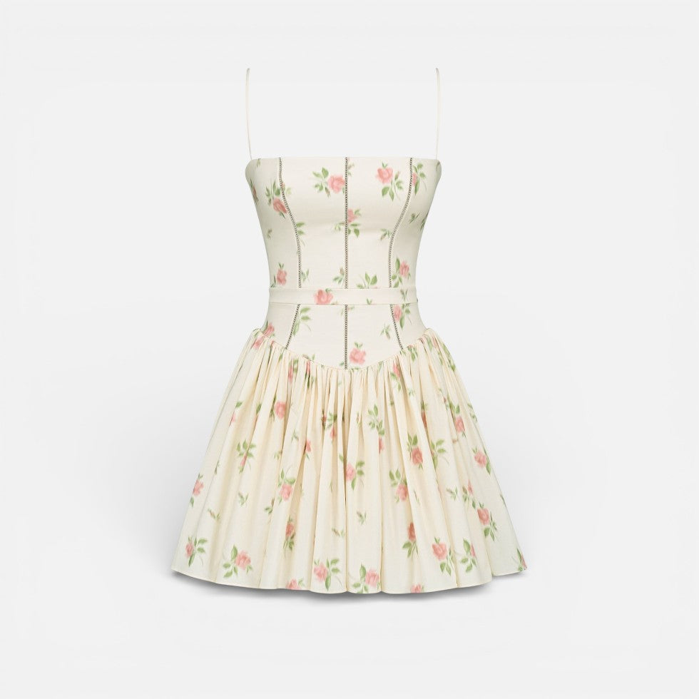 Kurzes Kleid mit Korsettoberteil und Blumenmuster