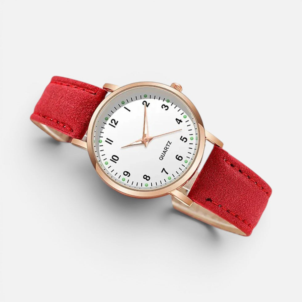 Quarz Armbanduhr mit Lederoptik Armband