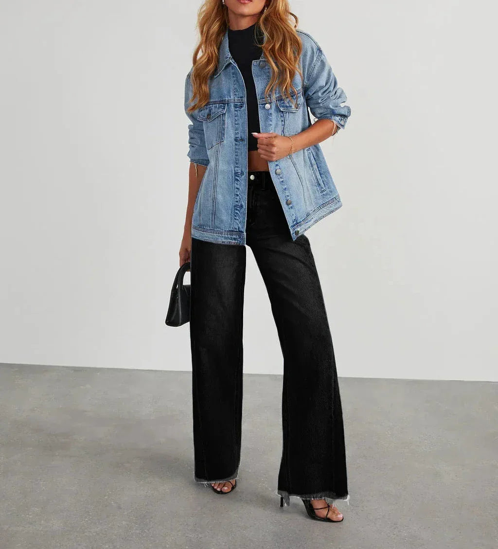 Alina | in Grau mit Raw-Hem Jeans