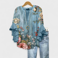 Ina | Florale Damenbluse mit V-Ausschnitt
