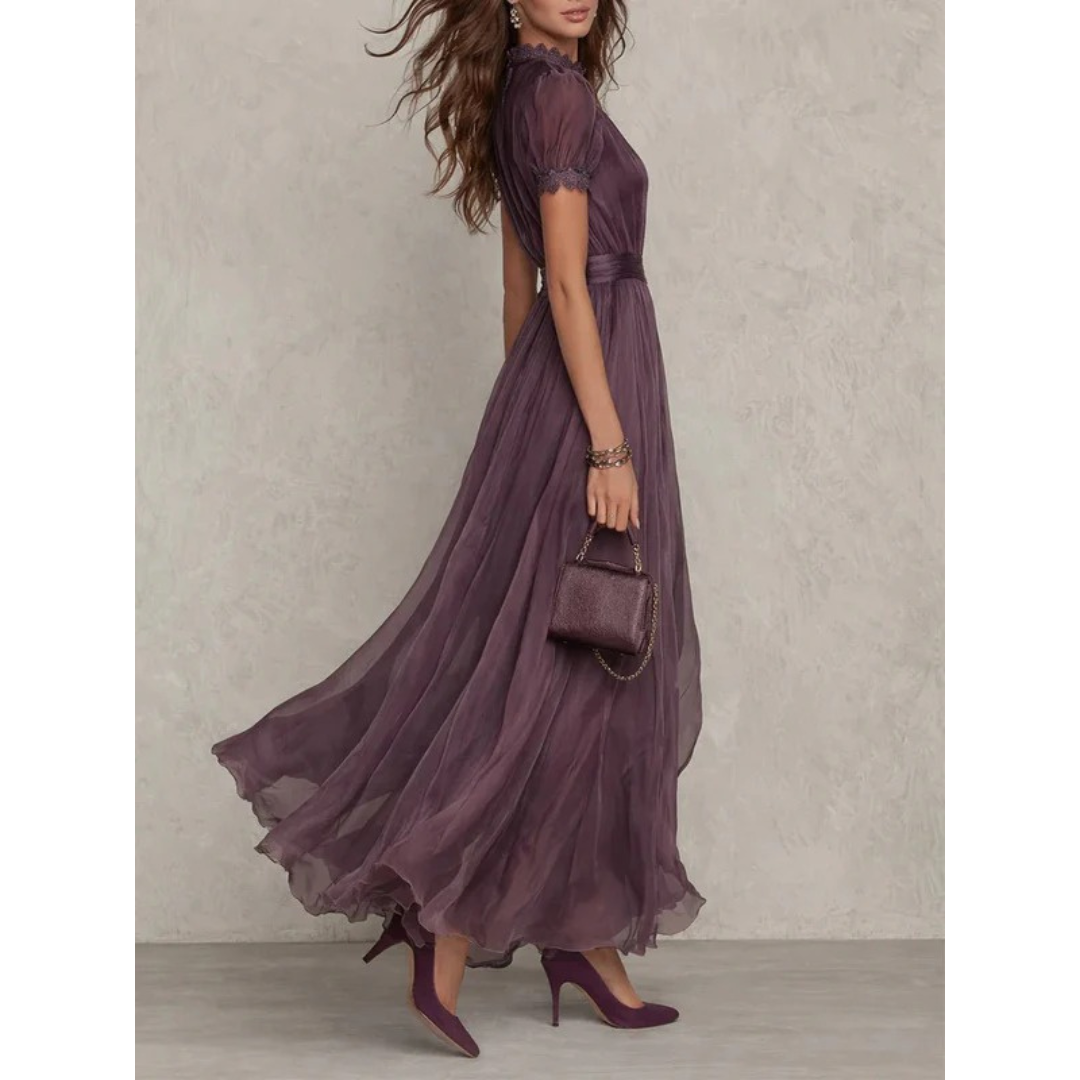 Iris | Damen Elegant Lila Maxikleid mit Sommer