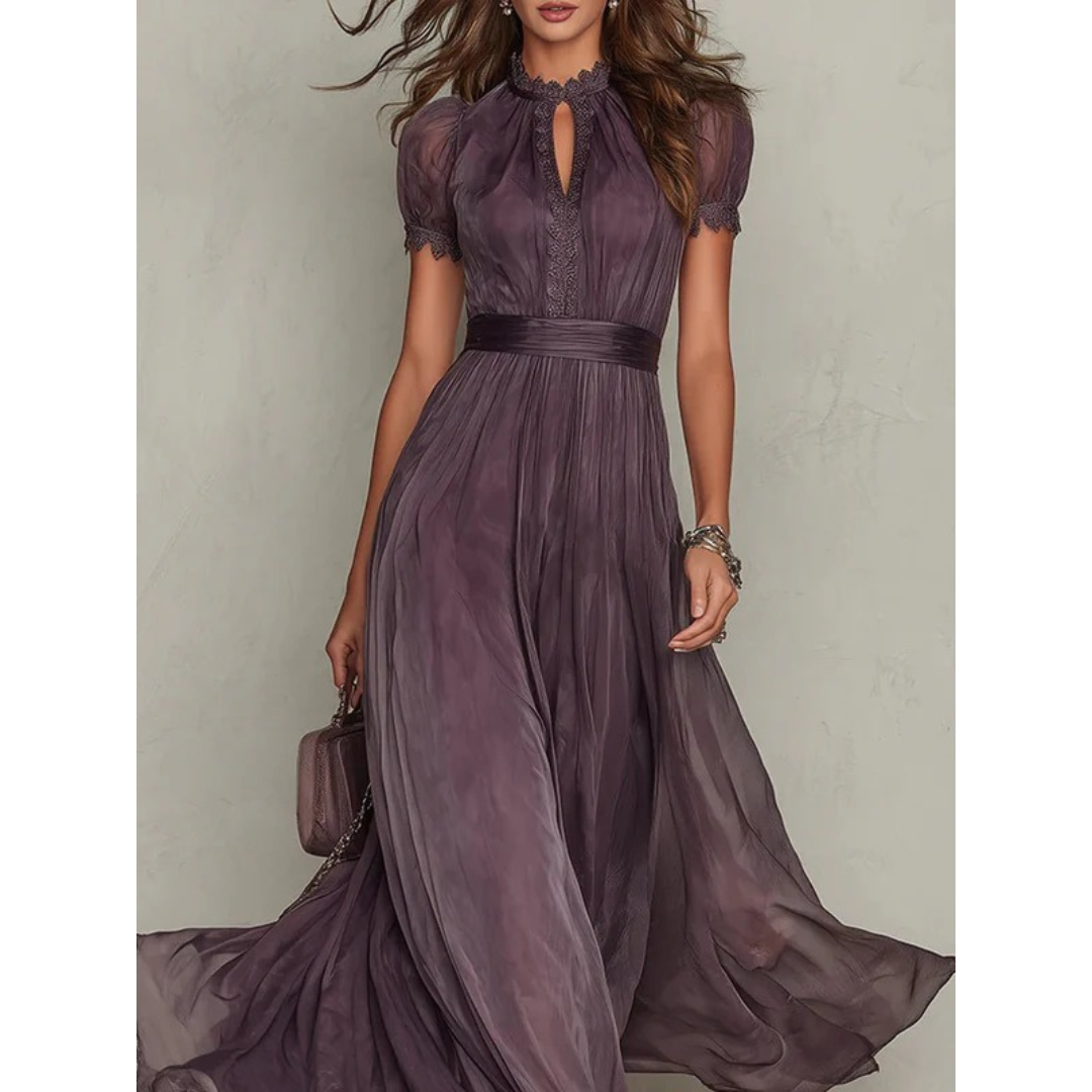 Iris | Damen Elegant Lila Maxikleid mit Sommer