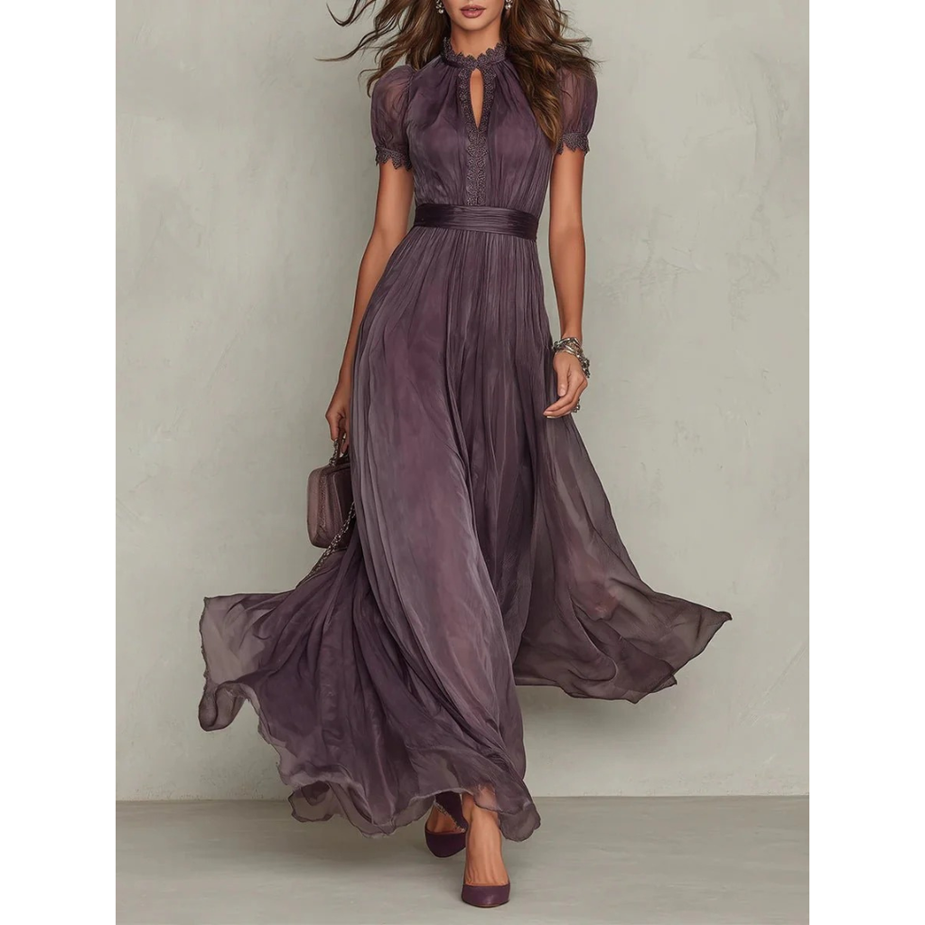 Iris | Damen Elegant Lila Maxikleid mit Sommer